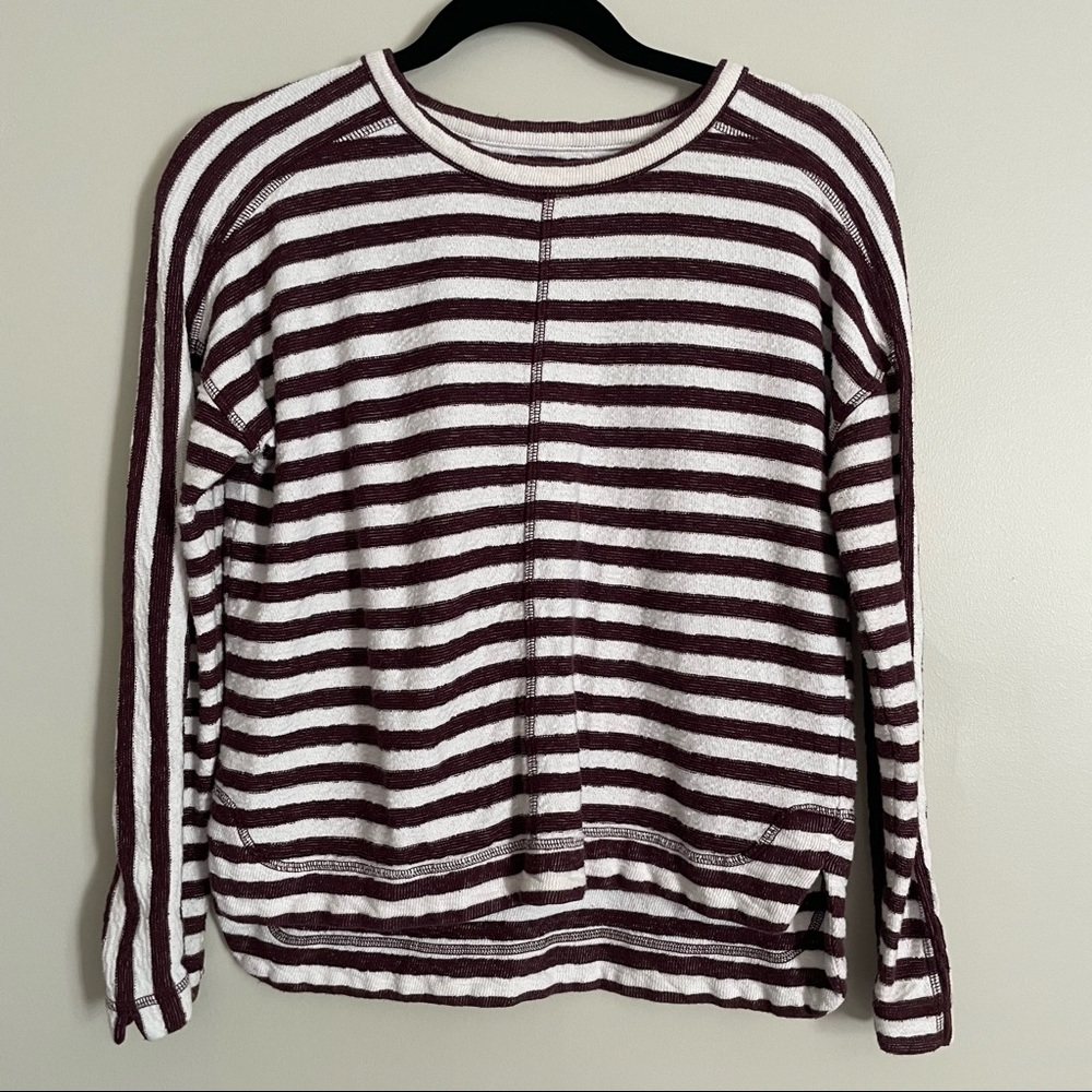 Madewell Maroon and White Striped Sweater